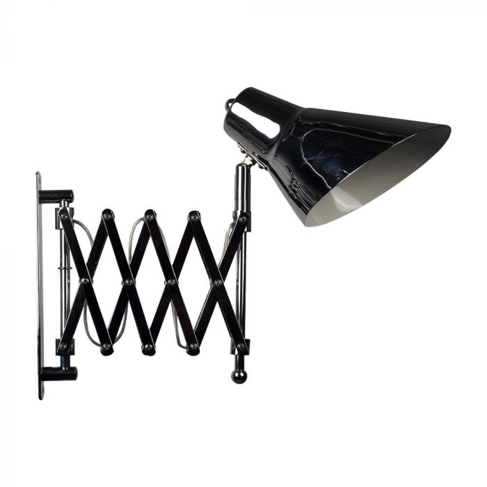 LED DESIGNER WALL LAMP WITH CHROME FOLDER BRACKET+E27 HOLDER+SWITCH 61X22X33 CHROME