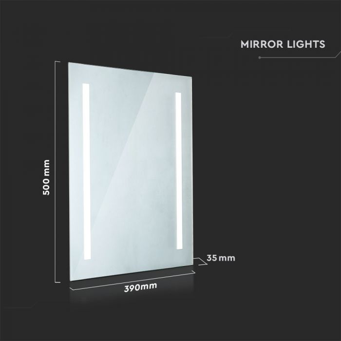 LED MIRROR RECTANGLE CHROME WITH PULL CORD SWITCH 4W CW 600lm 120° 500X390X35 IP44 ANTI-FOG