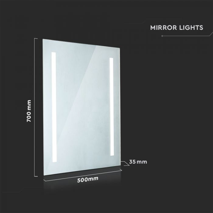 LED MIRROR RECTANGLE CHROME  35W CW 95lm 110° 700X500 IP44 ANTI-FOG