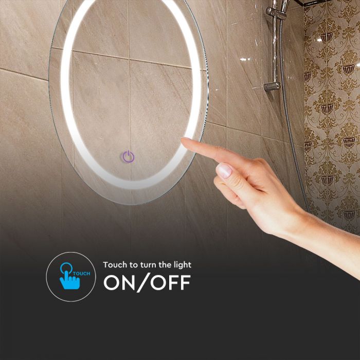 LED MIRROR ROUND CHROME WITH TOUCH SWITCH 25W 3IN1 85lm 110° 600X35 IP44 ANTI-FOG