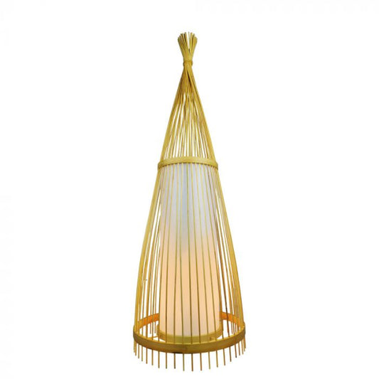 LED E27 FLOOR PENDANT WITH RATTAN  LAMPSHADE  ROUND 40X150 WOODEN