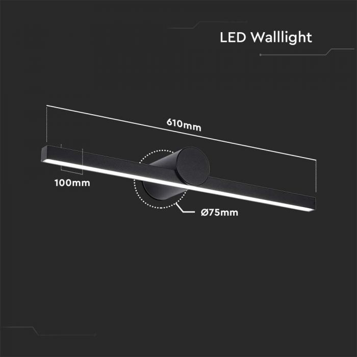 LED MIRROR LIGHT 10W 1530Lm WW BLACK