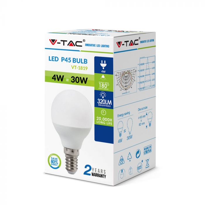 LED E14 LAMP 4W CW 320lm 180° GLOBE