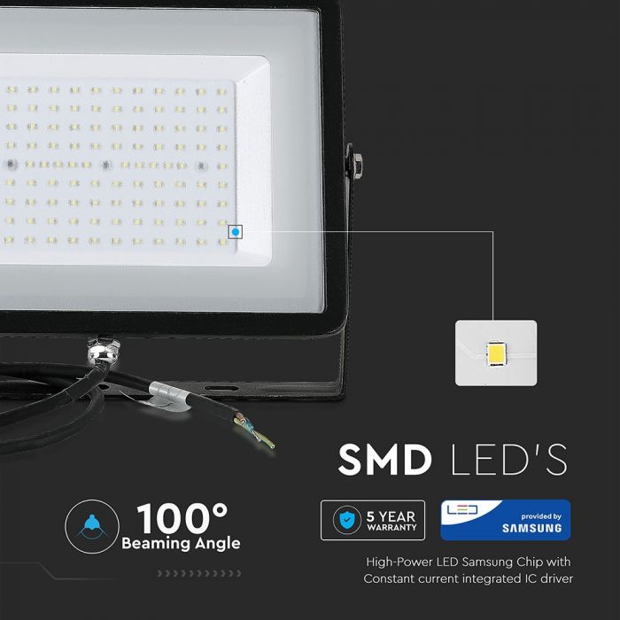 LED FLOOD SLIM 300W CW 100° 24000lm IP65 BLACK SAMSUNG CHIP