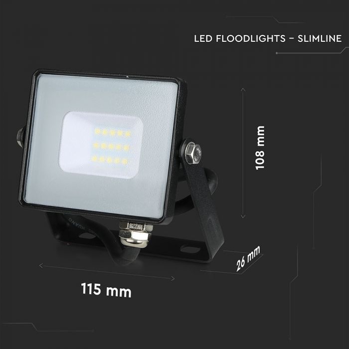 LED FLOOD SLIM 10W  DL 110° 800lm IP65 BLACK SAMSUNG CHIP