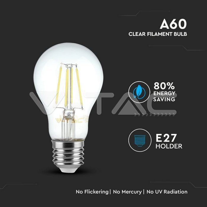 LED E27 FILAMENT LAMP A60 4W WW 400lm 300° 60X107 A++