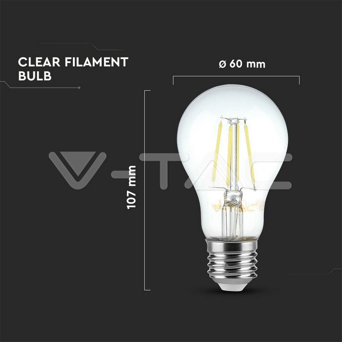 LED E27 FILAMENT LAMP A60 4W WW 400lm 300° 60X107 A++