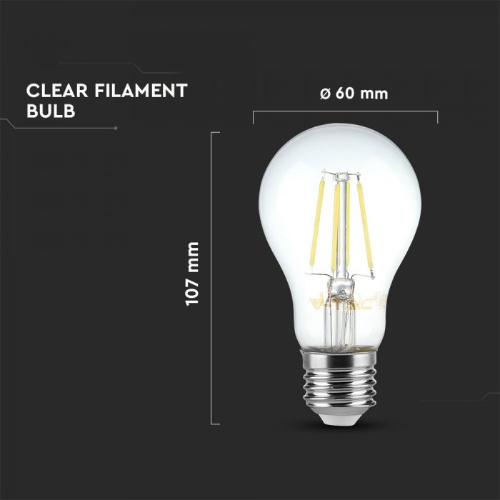 LED E27 FILAMENT LAMP A60 4W DL 400lm 300° 60X107 A++