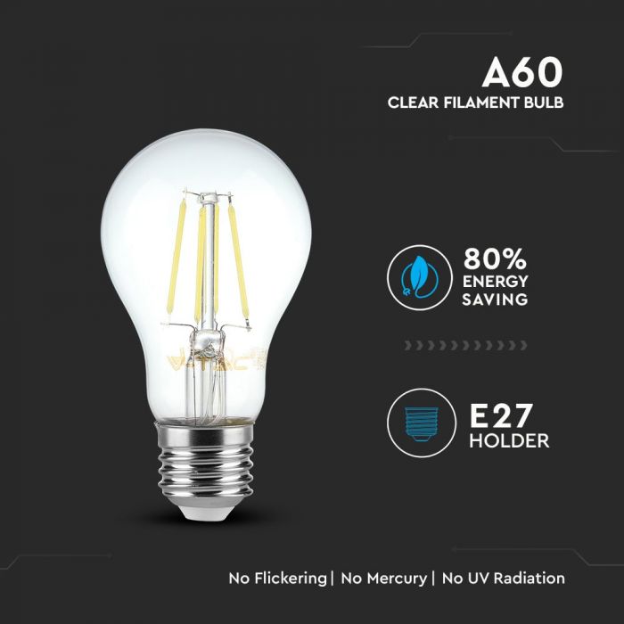 LED E27 FILAMENT LAMP A60 4W DL 400lm 300° 60X107 A++