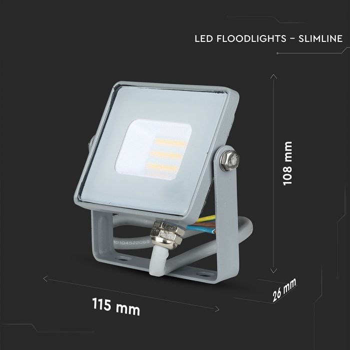 LED FLOOD SLIM 10W WW 110° 800lm IP65 GREY SAMSUNG CHIP