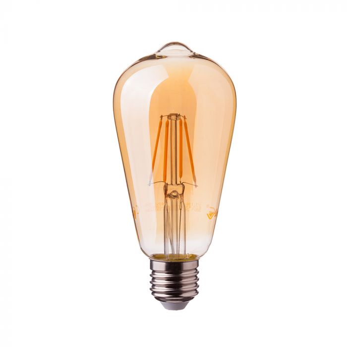 LED E27 FILAMENT LAMP AMBER COVER ST64 4W WW 350lm 300° 58X139