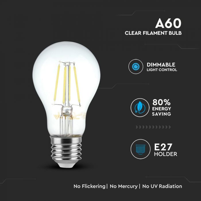 LED E27 FILAMENT LAMP A60 4W WW 320lm 300° 60X107 DIMMABLE