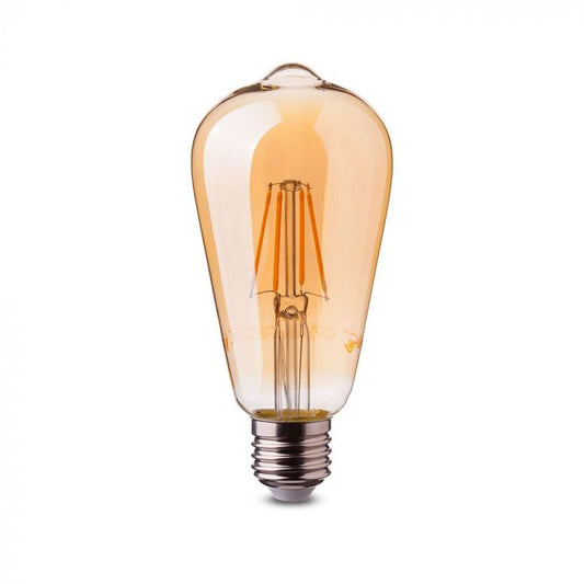 LED E27 FILAMENT LAMP AMBER COVER ST64 4W WW 300lm 300° 64X139 DIMMABLE