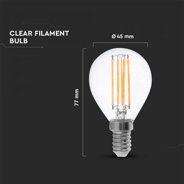 LED E27 FILAMENT LAMP 4W WW 320lm 300° 45X77 GLOBE DIMMABLE