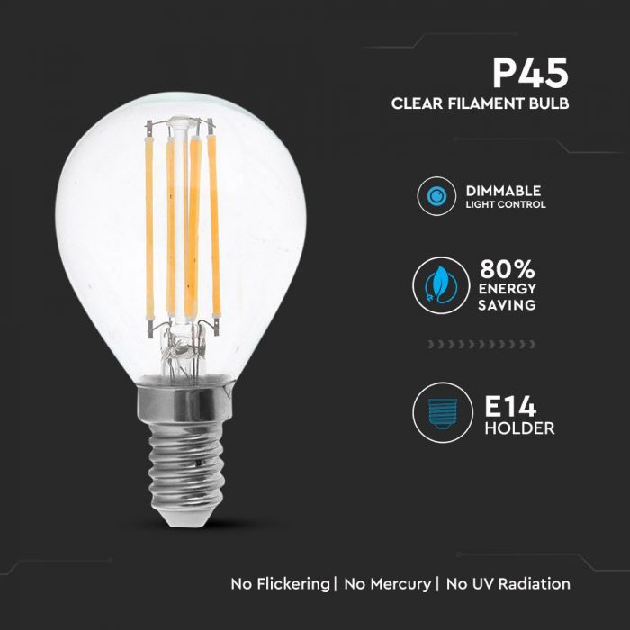 LED E27 FILAMENT LAMP 4W WW 320lm 300° 45X77 GLOBE DIMMABLE