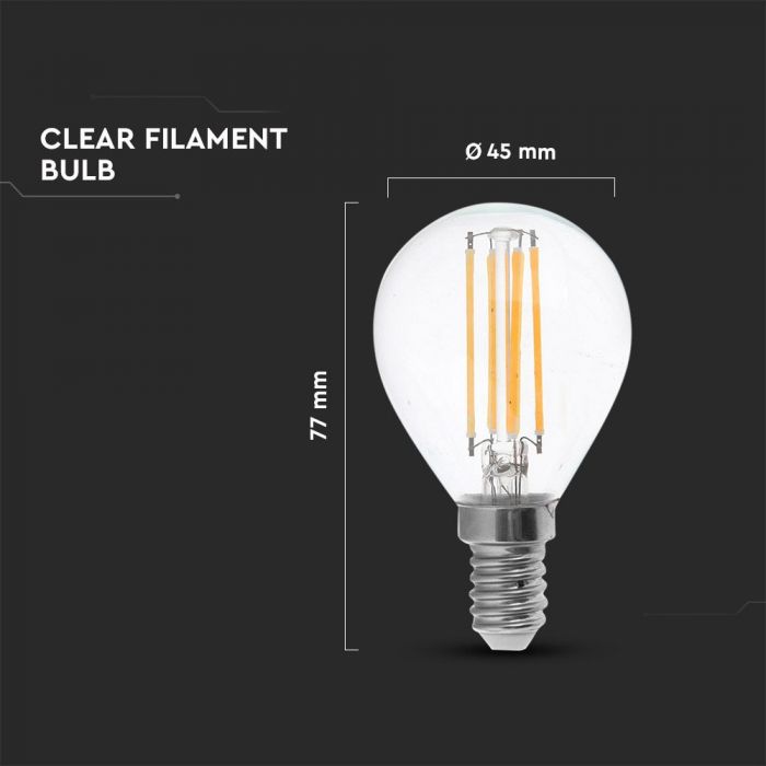 LED E14 FILAMENT LAMP 4W DL 400lm 300° 45X77 GLOBE