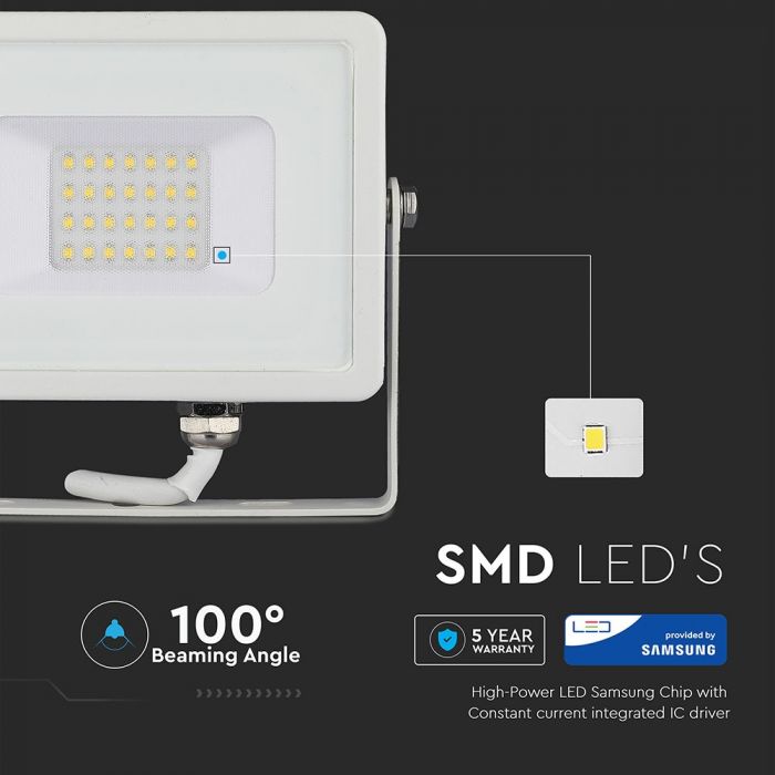 LED FLOOD SLIM 20W  DL 100° 1600lm IP65 WHITE SAMSUNG CHIP