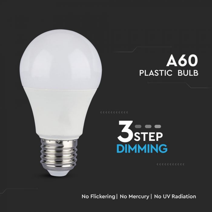 LED E27 LAMP 9W CW 806lm 200° 60X112 3STEP DIMMING