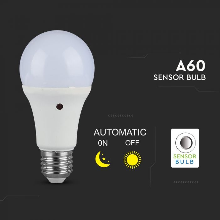 LED E27 LAMP 9W WW 806lm 200° 60X112 WITH SENSOR