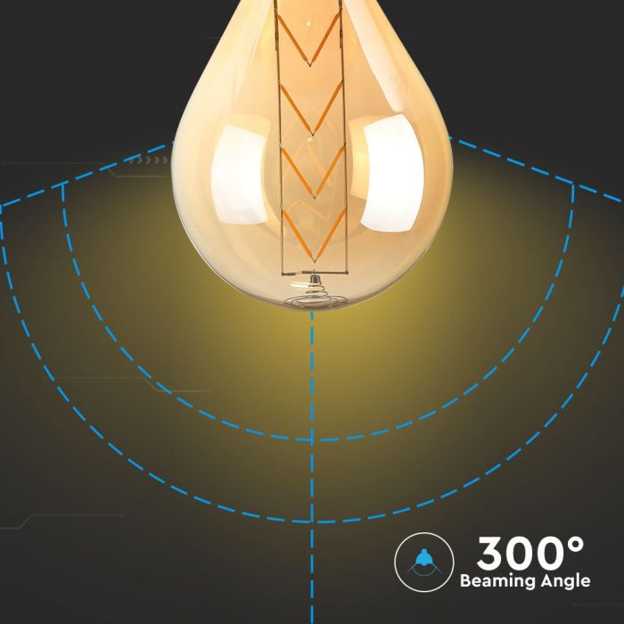 LED E27 FILAMENT LAMP AMBER G125 8W WW 620lm 300° 165X295