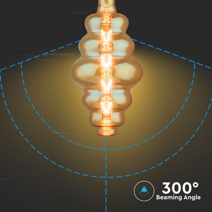 LED E27 FILAMENT LAMP AMBER S180 8W WW 620lm 300° 195X400