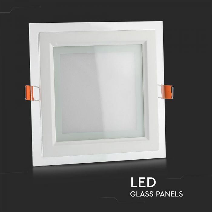 LED GLASS SQUARE DOWNLIGHT 6W WW 540lm 120° 100X100 (75)