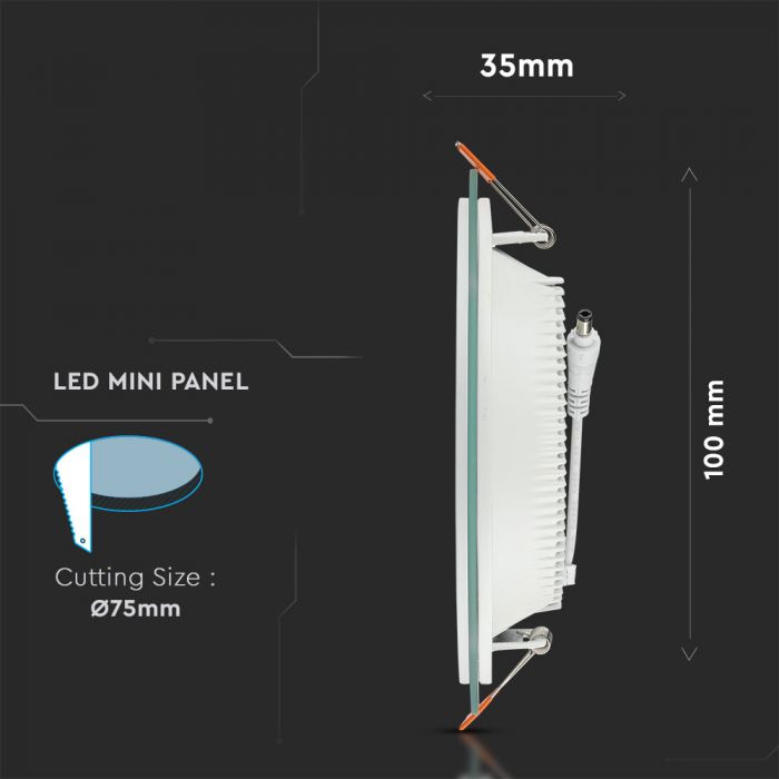 LED GLASS ROUND DOWNLIGHT 6W 420lm DL 120° 100X40 (75)