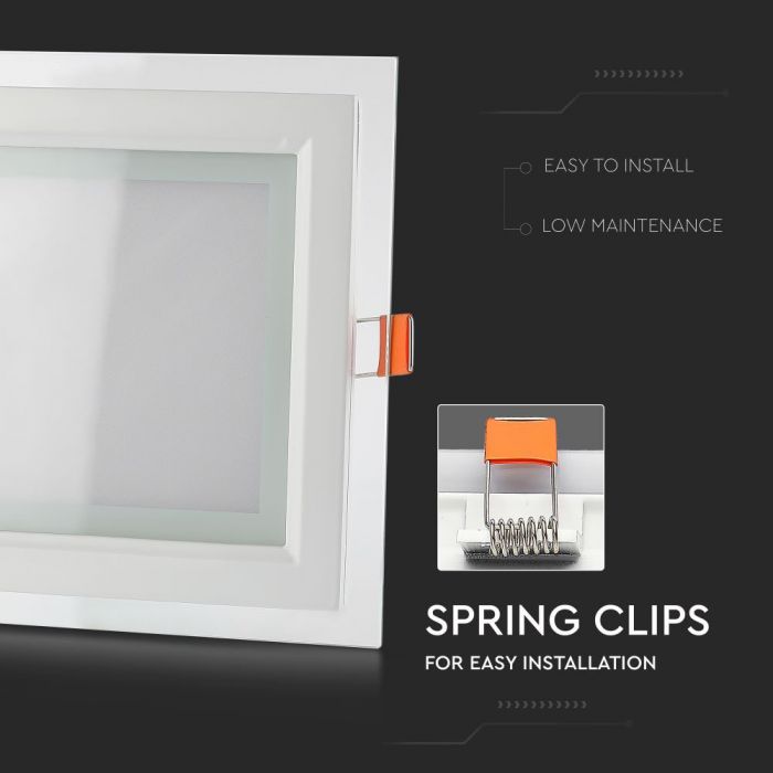 LED GLASS SQUARE DOWNLIGHT 18W CW 1260lm 120° 190X190X35 (165)