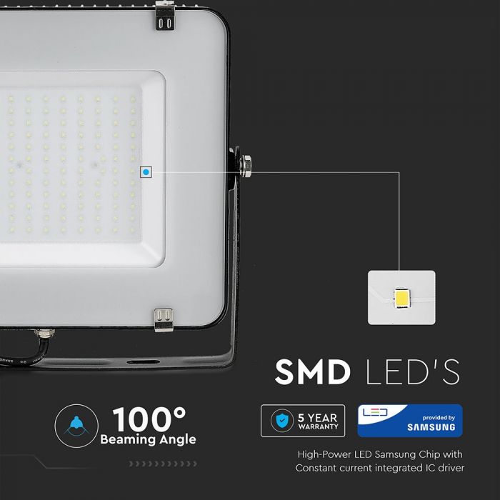 LED FLOOD SLIM 150W WW 100° 12000lm IP65 BLACK SAMSUNG CHIP