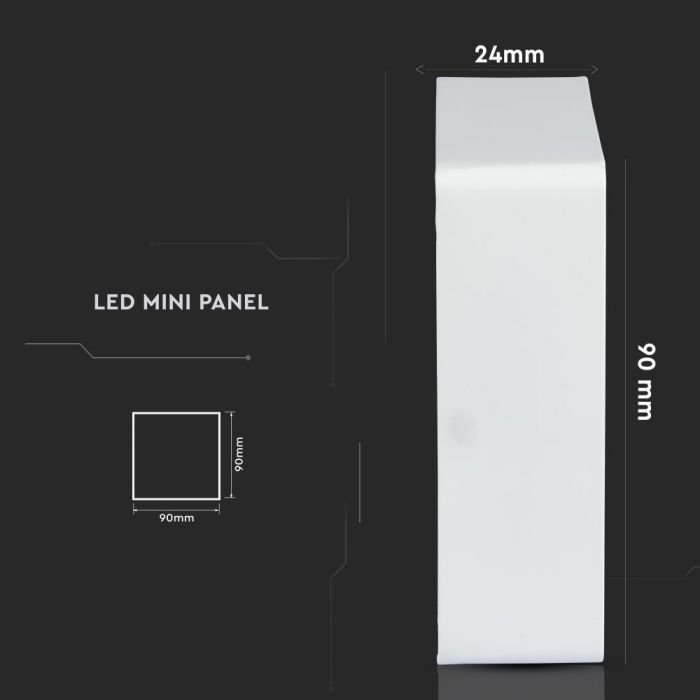 LED SURFACE SQUARE SLIM DOWNLIGHT 6W 420lm WW 120° 90X90X24