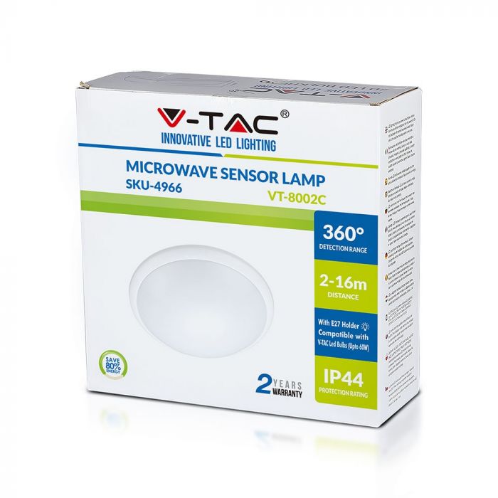 LED DOME WITH SENSOR VTAC E27-IR 360° 296X96 IP44