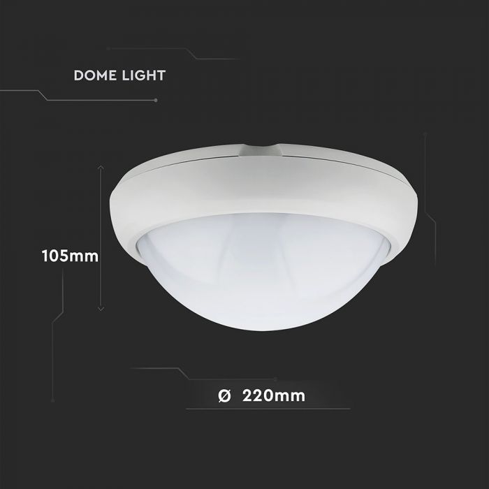 LED DOME LIGHT ROUND 12W 120° 840lm DL 220X105 IP66