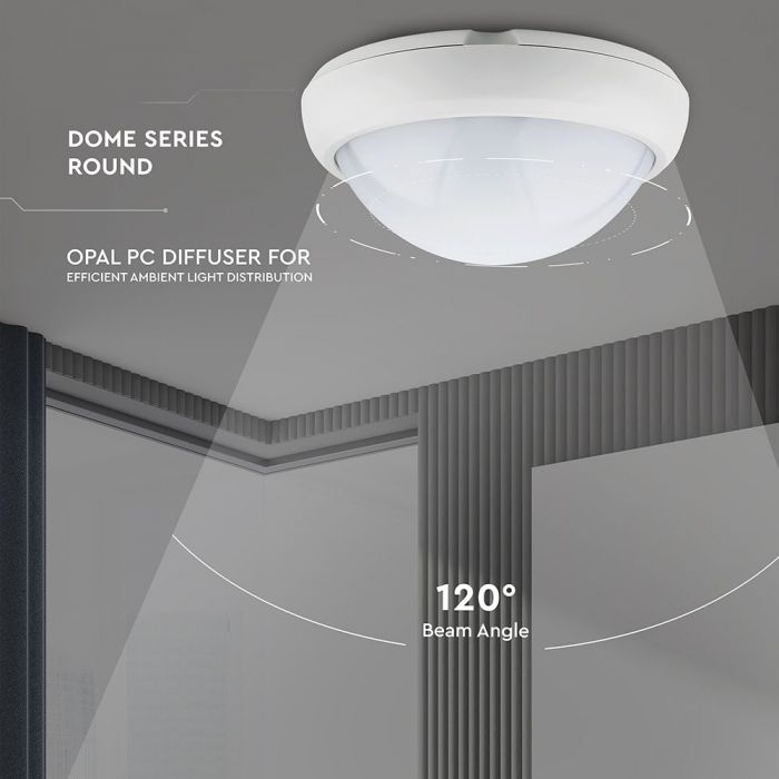 LED DOME LIGHT ROUND 12W 120° 840lm DL 220X105 IP66