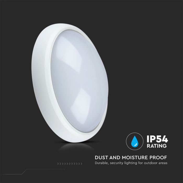 LED DOME LIGHT OVAL 12W 120° 840lm CW 245X165X96 WHITE IP66