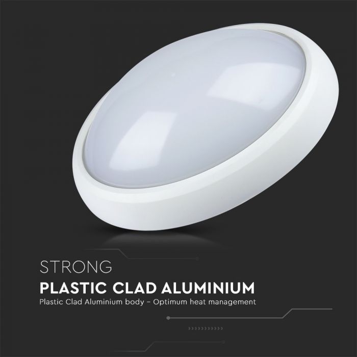 LED DOME LIGHT OVAL 12W 120° 840lm CW 245X165X96 WHITE IP66