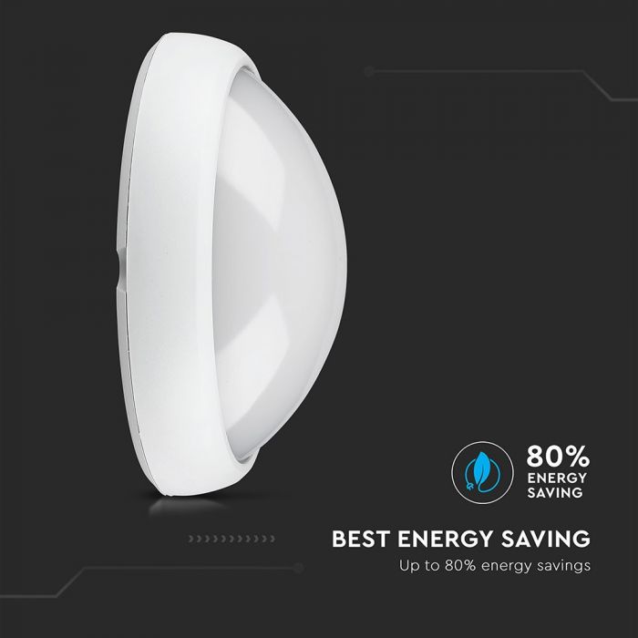 LED DOME LIGHT OVAL 12W 120° 840lm CW 245X165X96 WHITE IP66