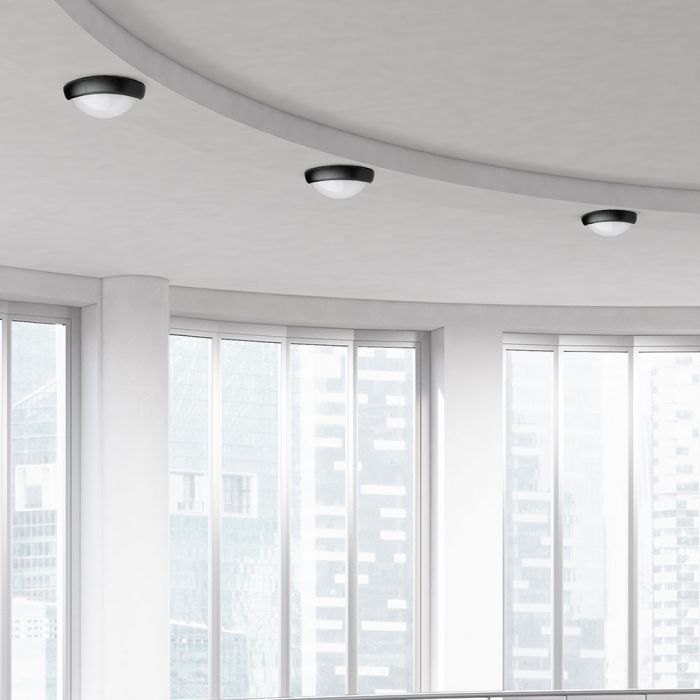 LED DOME LIGHT OVAL 12W 120° 840lm CW 245X165X96 BLACK IP66