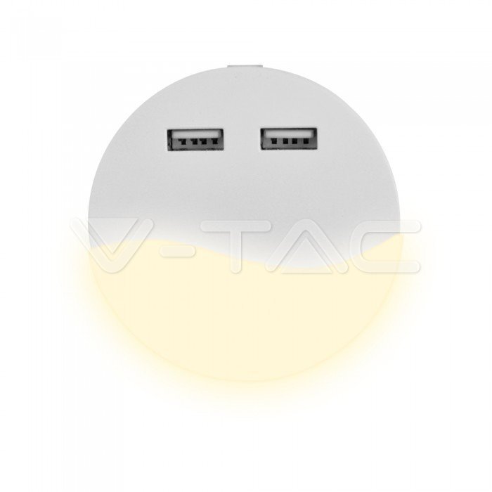 LED NIGHT LIGHT WITH USB 0.5W DL 10lm 67X58 ROUND WHITE SAMSUNG CHIP