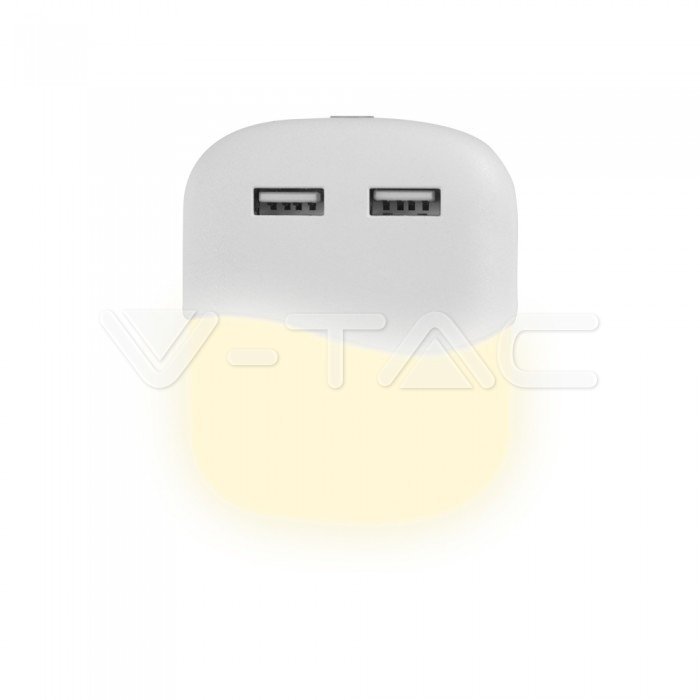 LED NIGHT LIGHT WITH USB 0.5W WW 10lm 72X59 SQUARE WHITE SAMSUNG CHIP