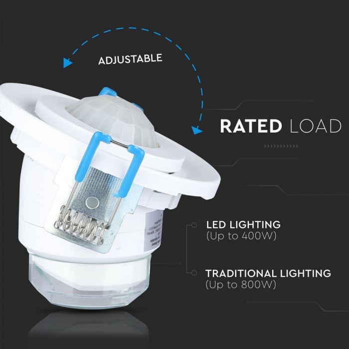 LED PIR CEILING SENSOR WITH MOVING HEAD 400W WHITE