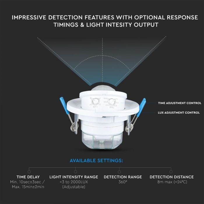 LED PIR CEILING SENSOR WITH MOVING HEAD 400W WHITE