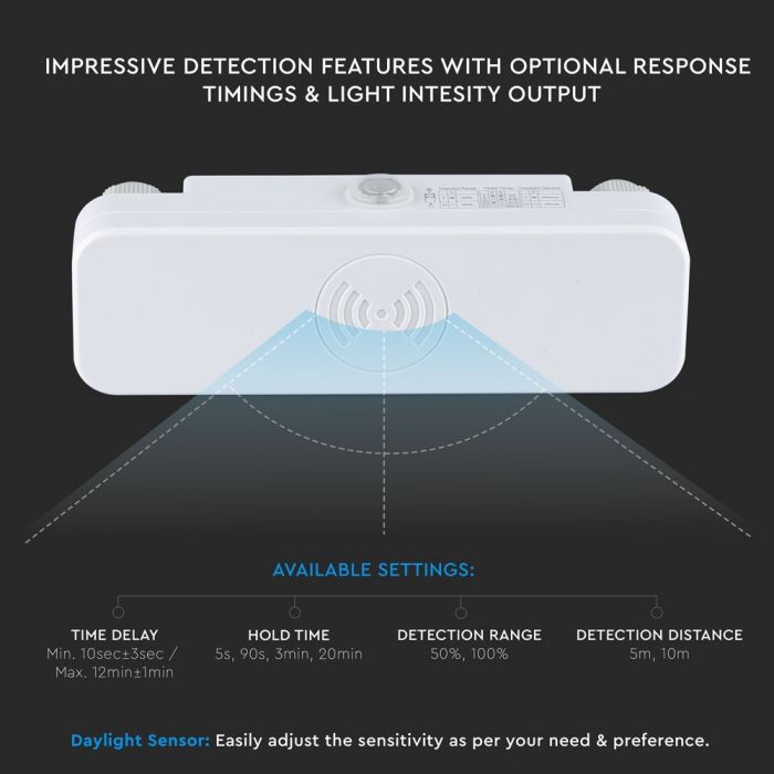 LED MICROWAVE SENSOR 200W 5-6cm IP65 WHITE