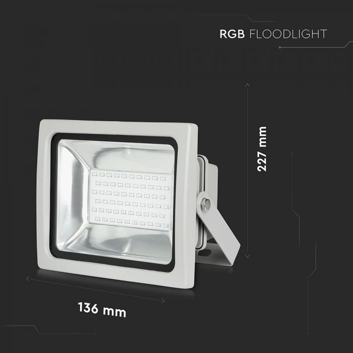 LED RGB FLOOD LIGHT 30W RF CONTROL 1800lm 120° IP65 GREY