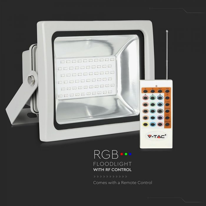 LED RGB FLOOD LIGHT 30W RF CONTROL 1800lm 120° IP65 GREY