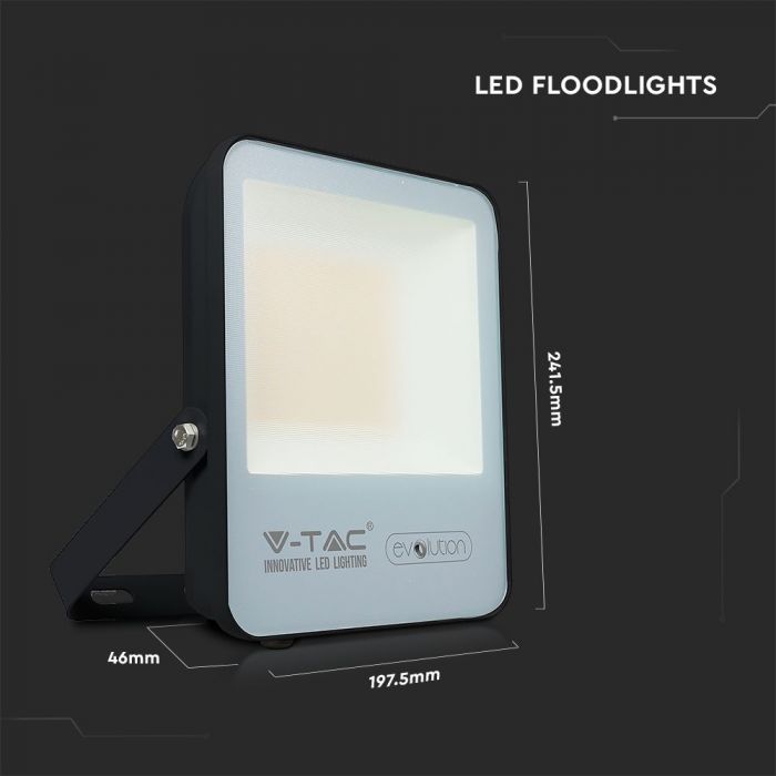 LED FLOOD SLIM 50W CW 100° 8000lm (160lm/W) IP65 BLACK SAMSUNG CHIP A++