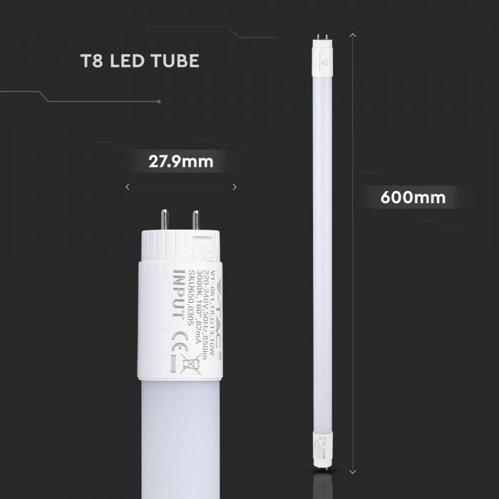 LED T8 ROTATING TUBE 10W WW 800lm 2FT 160° Frosted