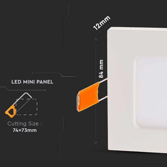 LED PREMIUM SQUARE DOWNLIGHT 3W 210lm DL 120° 84X12 (73)