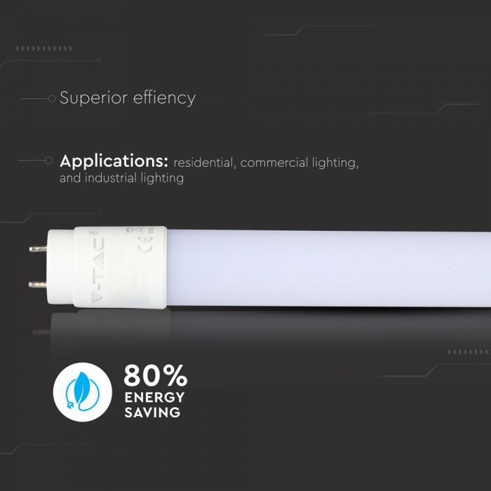 LED T8 TUBE 20W CW 2100lm 5FT 160° Frosted NANO-PLASTIC