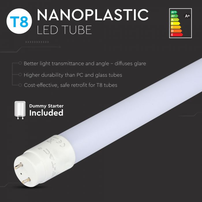 LED T8 TUBE 9W DL 850lm 2FT 160° Frosted NANO-PLASTIC