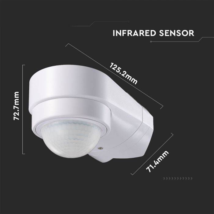 LED INFRARED MOTION SENSOR WALL 180° 10m MAX. 600W IP65 WHITE